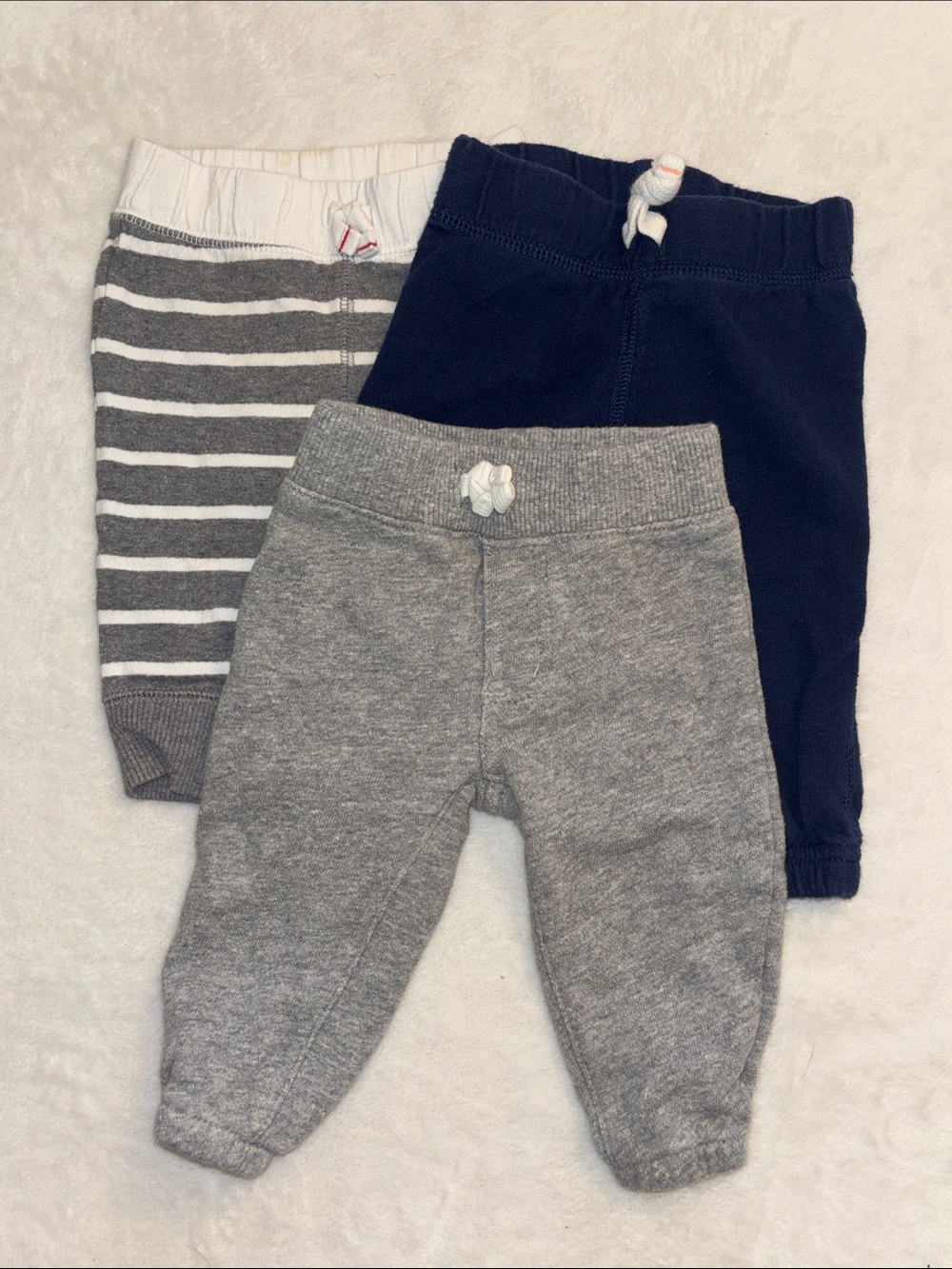 Carters 3-Pack Baby Jogger Pants - Navy, Gray, Gray Stripe 3 months